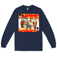 Navy cartoon characters coffee cups Long Sleeve Tee - Zillion Design Studio