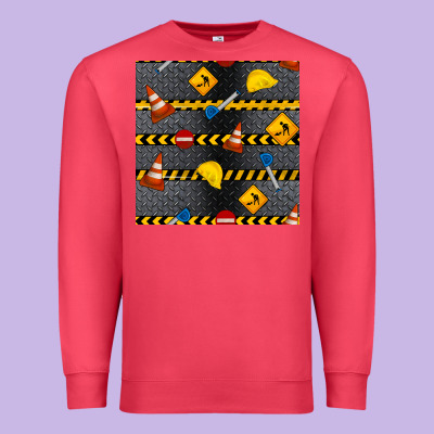 Construction Signs Seamless Pattern Premium Sweatshirt Designed By Bundleandbundleshop