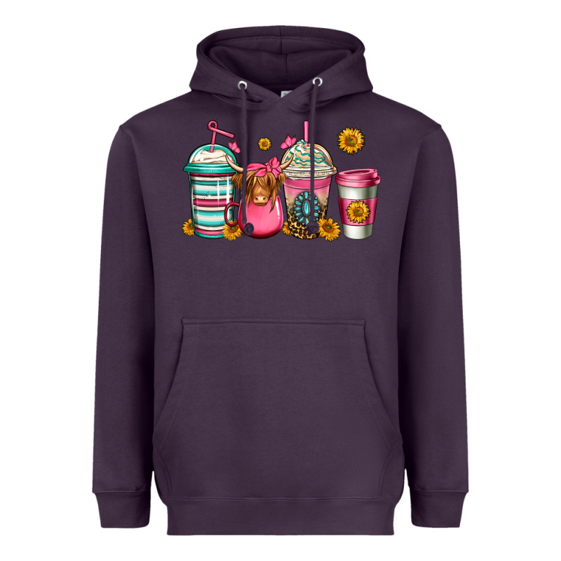 Longhaired Cow Coffee Cups Heavyweight Hoodie by Jasminsmagicworld | Teevron
