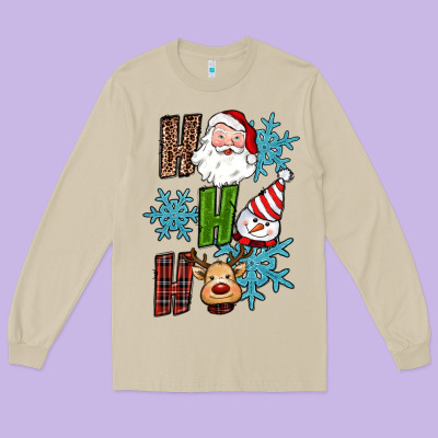 Ho Ho Ho Christmas Long Sleeve Tee Designed By Ranaportraitstore
