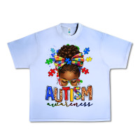 Grape Ice autism awareness afro messy bun Urban Heavy Tee - texasbilliewilder
