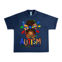 Navy autism awareness afro messy bun Urban Heavy Tee - texasbilliewilder