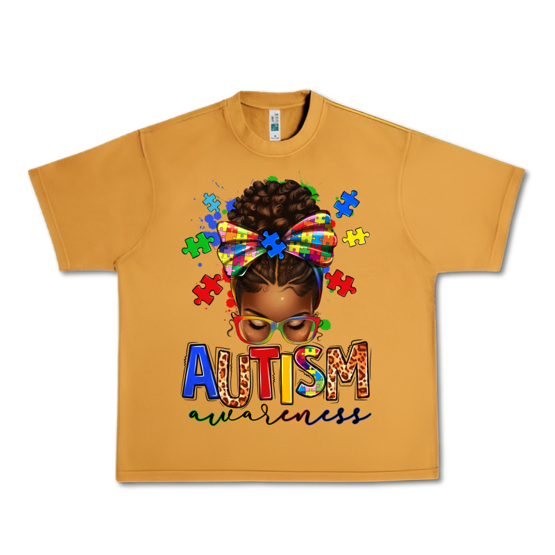 Autism Awareness Afro Messy Bun Urban Heavy Tee by texasbilliewilder | Teevron