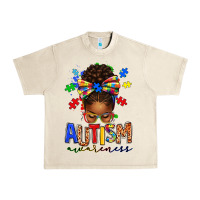 Sandshell autism awareness afro messy bun Urban Heavy Tee - texasbilliewilder
