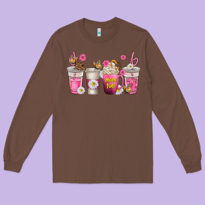 Mom Fuel Coffee Cups Long Sleeve Tee Designed By Texasbilliewilder
