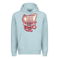 Blue Mist cupids howdy lodge find your cowboy open Premium Hoodie - MaliasSmallBusiness
