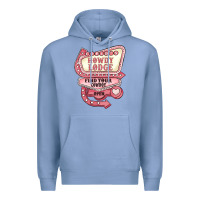 Colony Blue cupids howdy lodge find your cowboy open Premium Hoodie - MaliasSmallBusiness