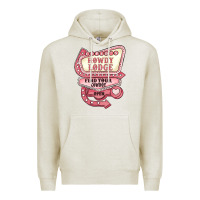 Oatmeal Heather cupids howdy lodge find your cowboy open Premium Hoodie - MaliasSmallBusiness