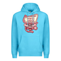 Ocean Blue cupids howdy lodge find your cowboy open Premium Hoodie - MaliasSmallBusiness