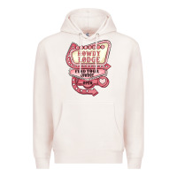 Pale Pink cupids howdy lodge find your cowboy open Premium Hoodie - MaliasSmallBusiness
