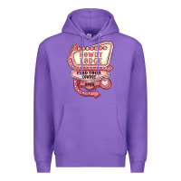 Purple cupids howdy lodge find your cowboy open Premium Hoodie - MaliasSmallBusiness