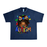 Navy autism mom afro locs messy bun Urban Heavy Tee - texasbilliewilder