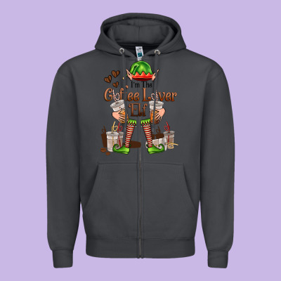 Im The Coffee Lover Elf Zipper Hoodie Designed By Fadigitalartstudio