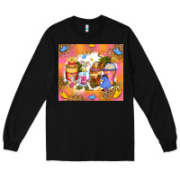 Black cartoon characters coffee cups Long Sleeve Tee - Zillion Design Studio