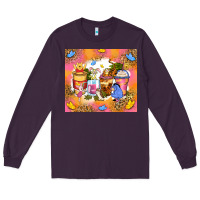 Plum cartoon characters coffee cups Long Sleeve Tee - Zillion Design Studio