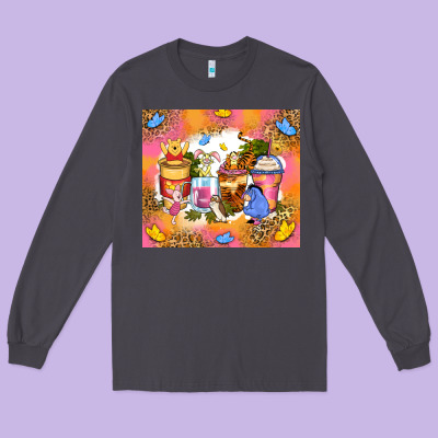 Cartoon Characters Coffee Cups Long Sleeve Tee Designed By Zillion Design Studio