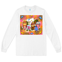 White cartoon characters coffee cups Long Sleeve Tee - Zillion Design Studio