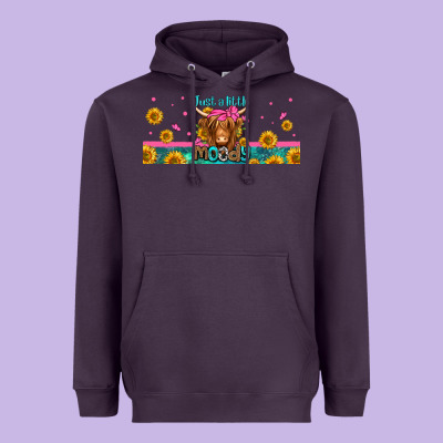Just A Little Moody Long Haired Cow Heavyweight Hoodie Designed By Jasminsmagicworld