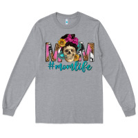 Heather Grey mom life with skull Long Sleeve Tee - texasbilliewilder