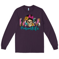 Plum mom life with skull Long Sleeve Tee - texasbilliewilder