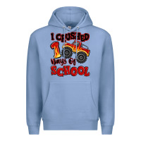Colony Blue i crushed 100 days of school monster truck Premium Hoodie - MaliasSmallBusiness