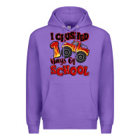 Purple i crushed 100 days of school monster truck Premium Hoodie - MaliasSmallBusiness