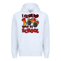 White i crushed 100 days of school monster truck Premium Hoodie - MaliasSmallBusiness