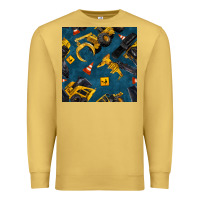 Antique Gold construction vehicles seamless pattern Premium Sweatshirt - BundleAndBundleShop