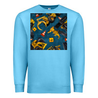 Ocean Blue construction vehicles seamless pattern Premium Sweatshirt - BundleAndBundleShop