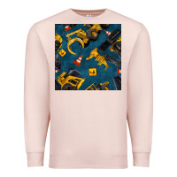 Pale Pink construction vehicles seamless pattern Premium Sweatshirt - BundleAndBundleShop