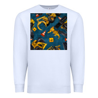 White construction vehicles seamless pattern Premium Sweatshirt - BundleAndBundleShop