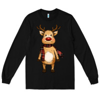 Black cute reindeer Long Sleeve Tee - RanaPortraitStore