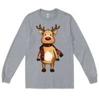 Heather Grey cute reindeer Long Sleeve Tee - RanaPortraitStore