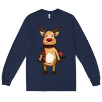 Navy cute reindeer Long Sleeve Tee - RanaPortraitStore
