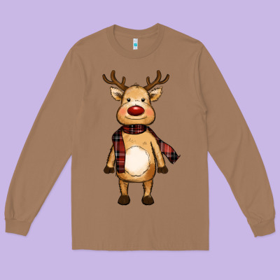 Cute Reindeer Long Sleeve Tee Designed By Ranaportraitstore