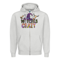 Dove Grey Witches Be Crazy Zipper Hoodie - CowhideDigitalArt