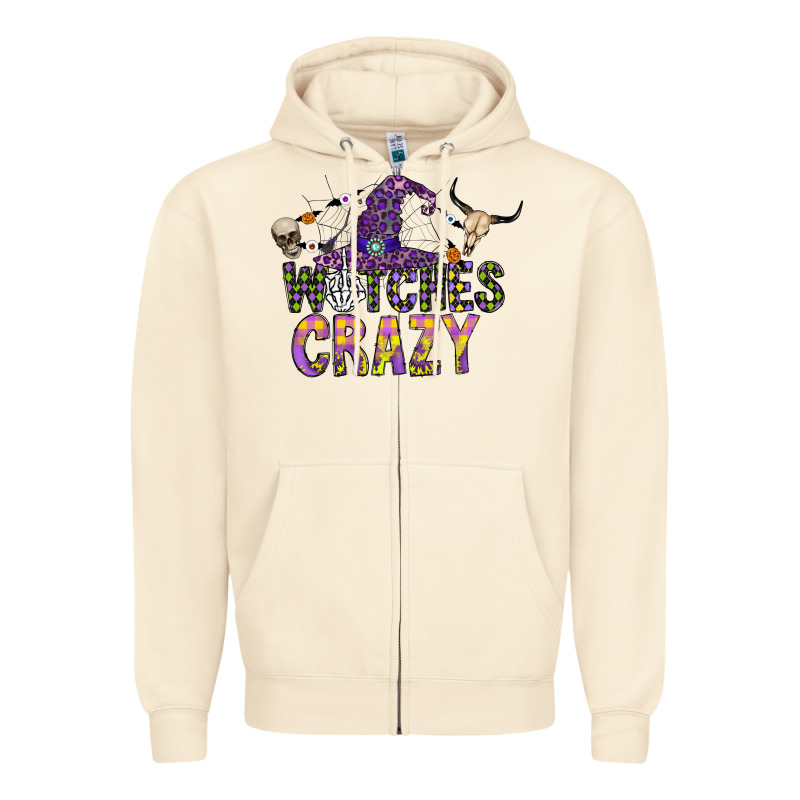 Witches Be Crazy Zipper Hoodie by CowhideDigitalArt | Teevron