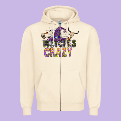 Witches Be Crazy Zipper Hoodie Designed By Cowhidedigitalart