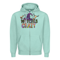 Seafoam Witches Be Crazy Zipper Hoodie - CowhideDigitalArt