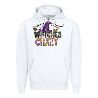 White Witches Be Crazy Zipper Hoodie - CowhideDigitalArt
