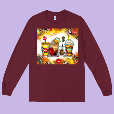 Bus Driver Coffee Cups Long Sleeve Tee Designed By Zillion Design Studio