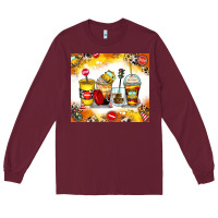 Burgundy bus driver coffee cups Long Sleeve Tee - Zillion Design Studio