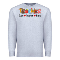 Heather Grey teacher love inspıre care wıth  and pen Premium Sweatshirt - Artiststas