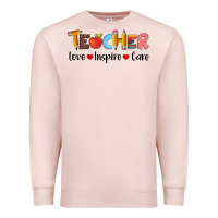 Pale Pink teacher love inspıre care wıth  and pen Premium Sweatshirt - Artiststas