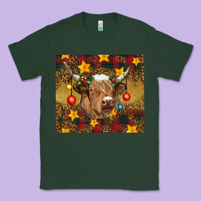 Christmas Highland Cow Tumbler Classic Tee Designed By Ranaportraitstore