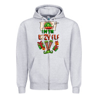 Heather Grey im the lazy elf Zipper Hoodie - FaDigitalArtStudio