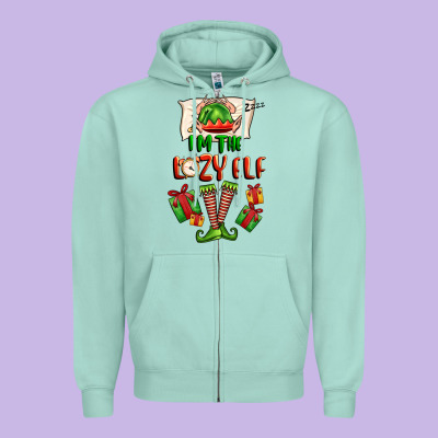 Im The Lazy Elf Zipper Hoodie Designed By Fadigitalartstudio