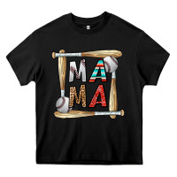 Black baseball mama Heavy Core Tee - CowhideDigitalArt
