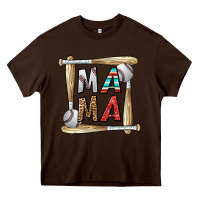 Chocolate Brown baseball mama Heavy Core Tee - CowhideDigitalArt