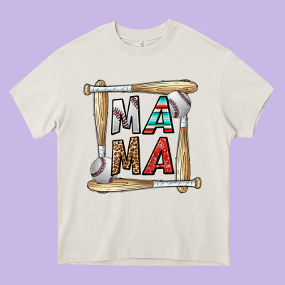 Baseball Mama Heavy Core Tee Designed By Cowhidedigitalart